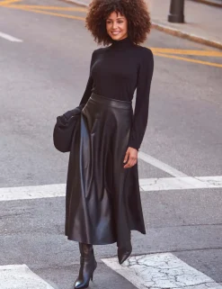 Faux Leather Midaxi Skirt