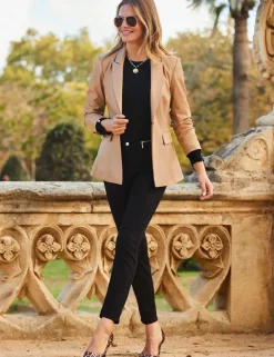 Faux Leather Single Breasted Blazer