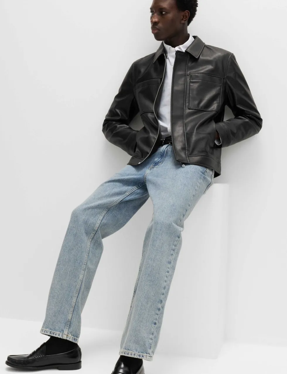 Faux Leather Trucker Jacket