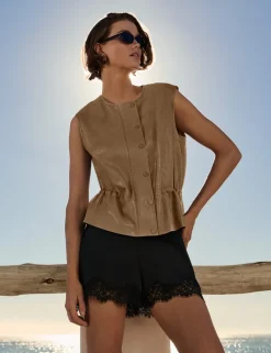 Faux Leather Utility Gilet