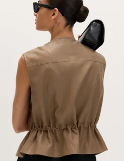 Faux Leather Utility Gilet