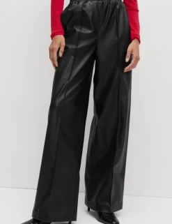 Faux Leather Wide Leg Trousers