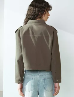 Faux Suede Bomber Jacket