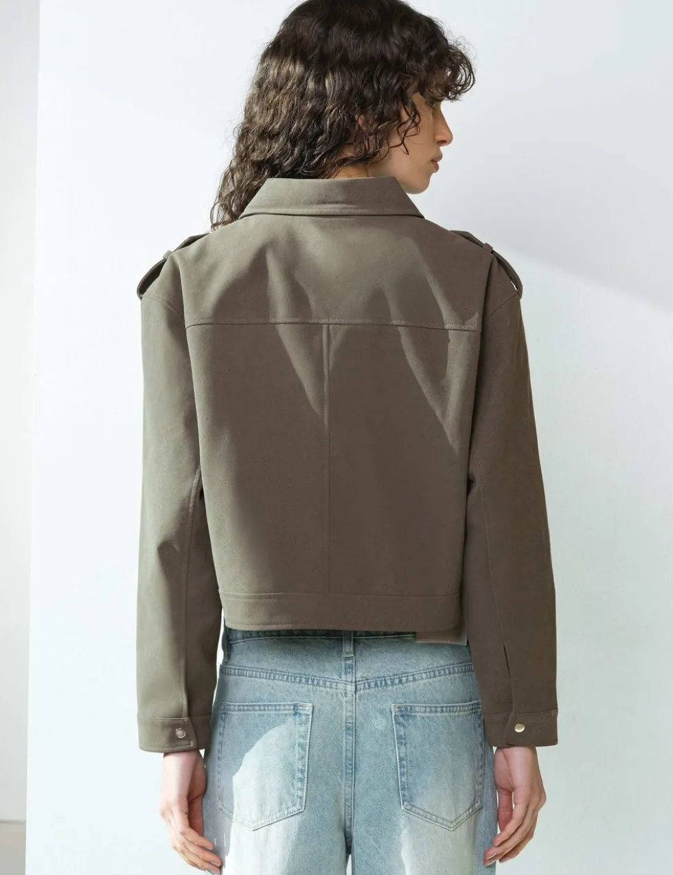 Faux Suede Bomber Jacket