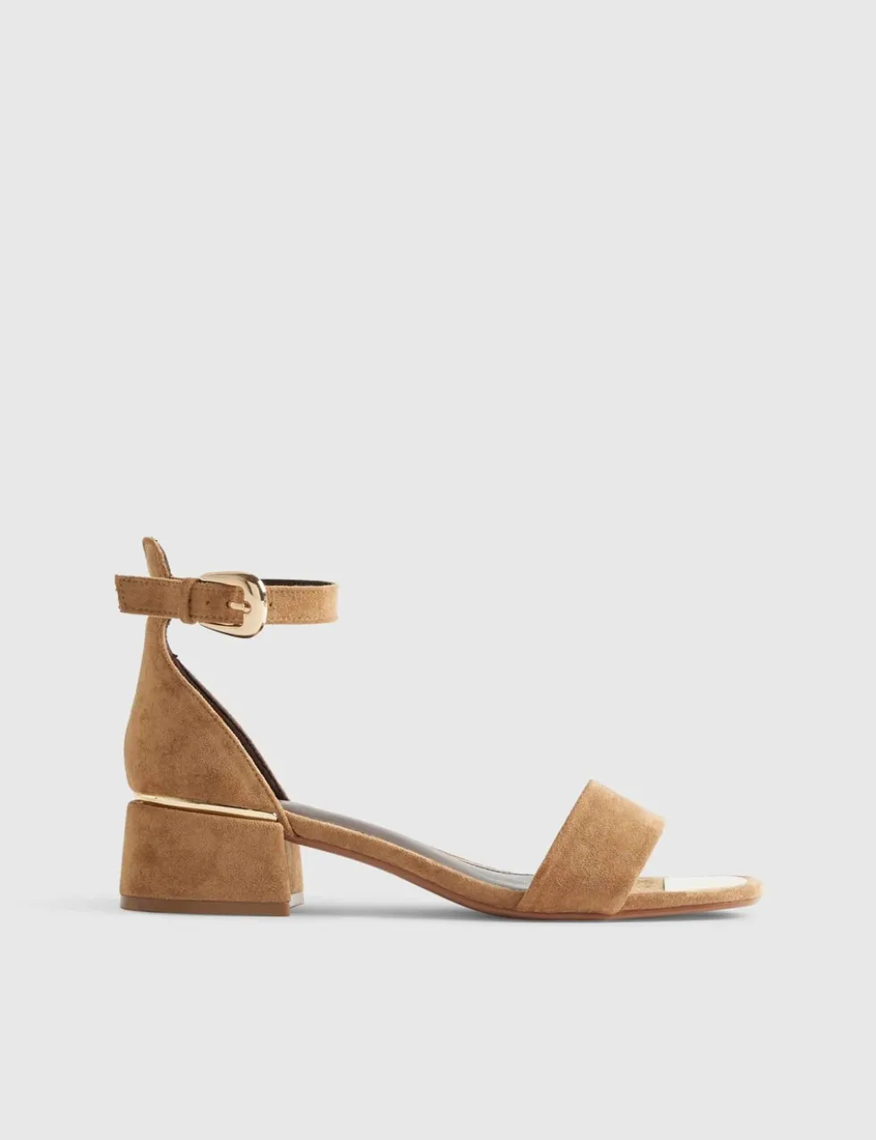 Faux Suede Low Block Heel Sandals