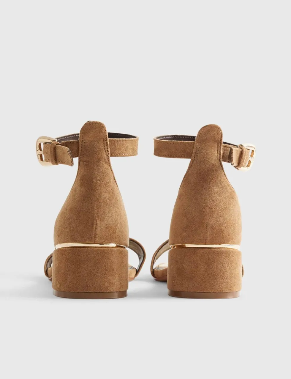 Faux Suede Low Block Heel Sandals