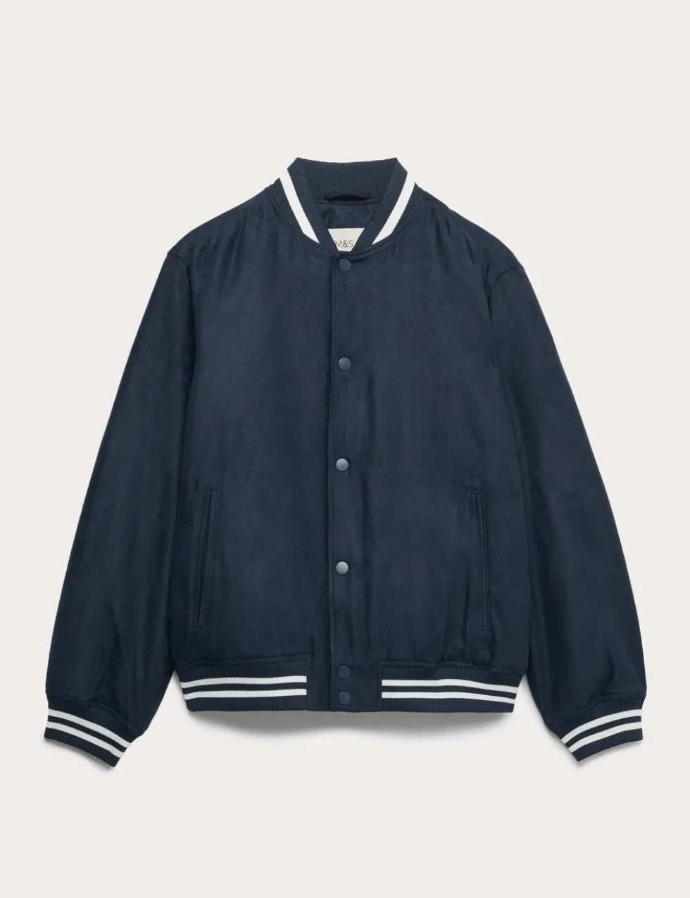 Faux Suede Padded Varsity Bomber Jacket