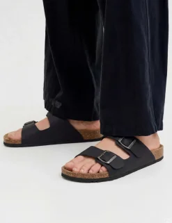 Faux Suede Two Strap Sandals