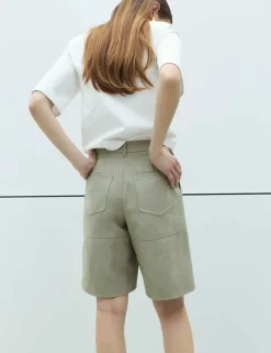 Faux Suede Weave Effect Longline Shorts
