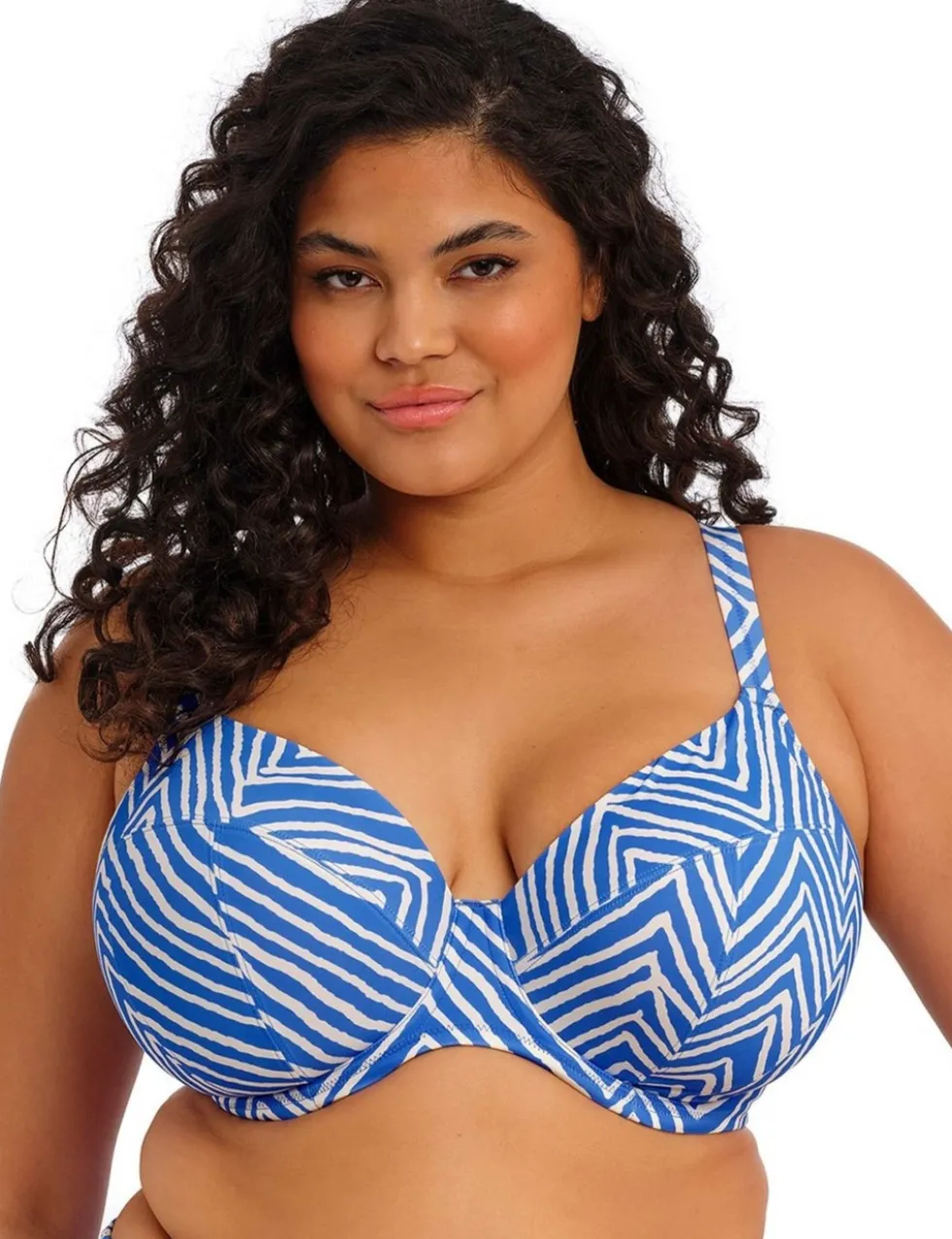 Fiji Falls Striped Wired Plunge Bikini Top (E-JJ)