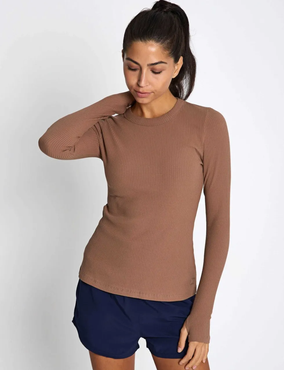 Fiona Cotton Rich Ribbed Crew Neck Top