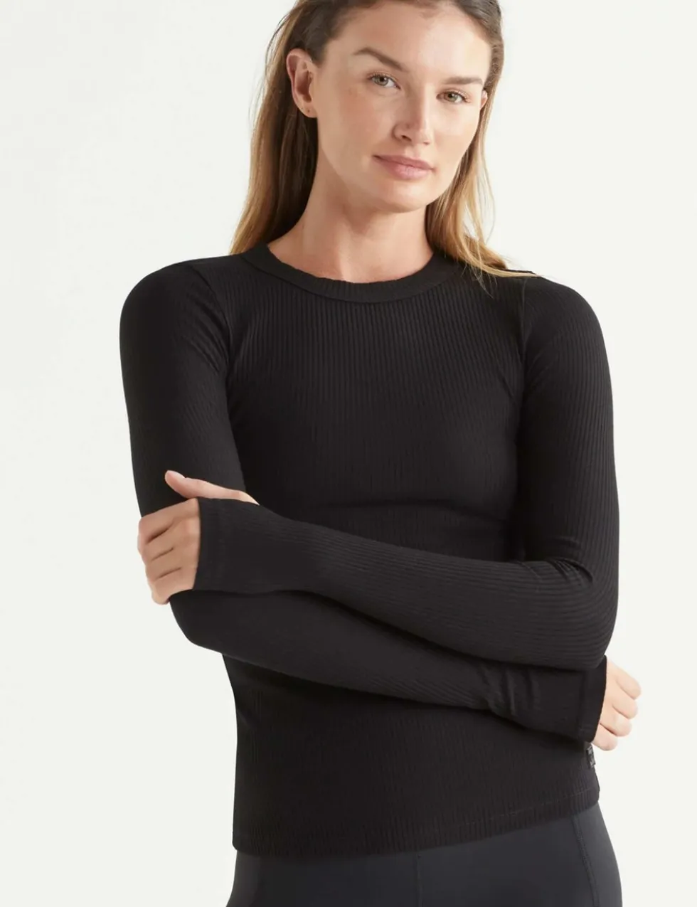 Fiona Cotton Rich Ribbed Crew Neck Top