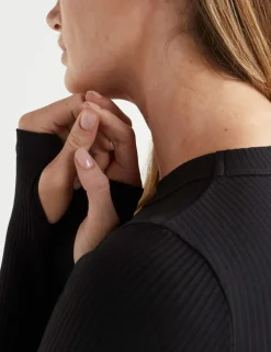 Fiona Cotton Rich Ribbed Crew Neck Top