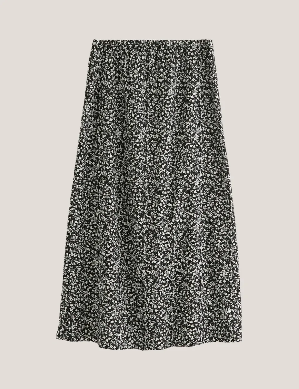 Flamenca Floral Midi A-Line Skirt with Linen