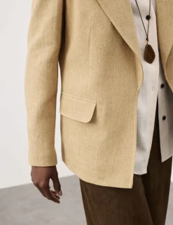 Flax Linen Blend Relaxed Textured Blazer