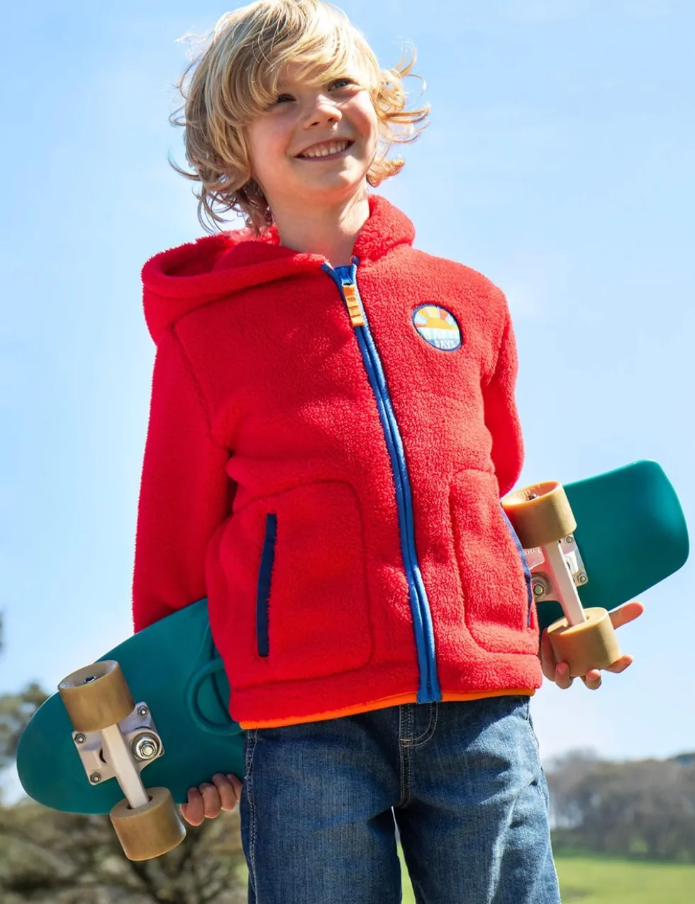 Fleece Slogan Hooded Jacket (1-12 Yrs)