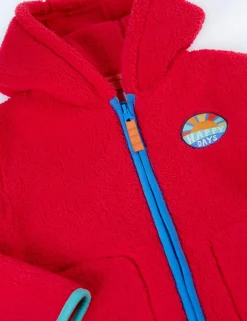 Fleece Slogan Hooded Jacket (1-12 Yrs)