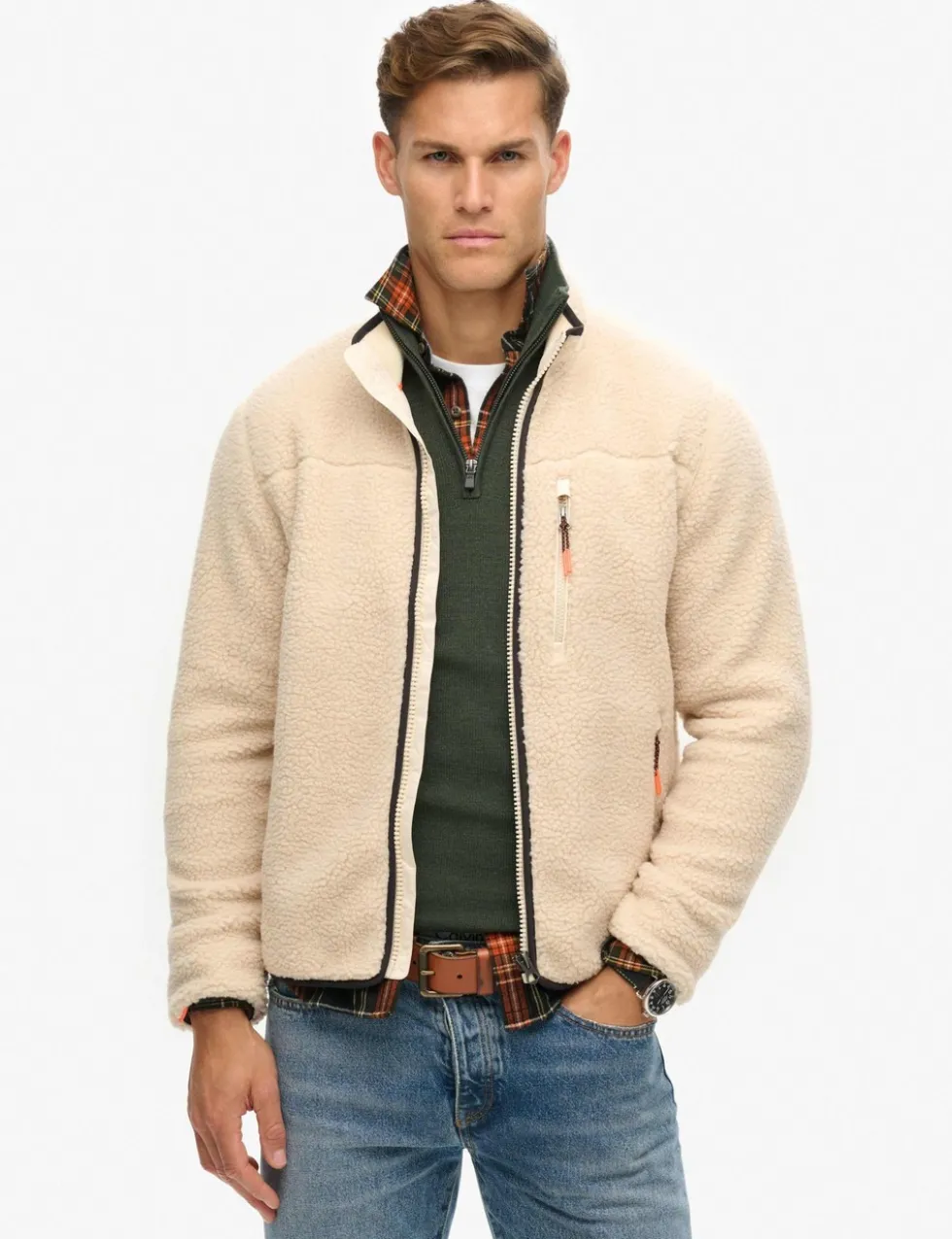 Fleece Zip Up Funnel Neck Jacket