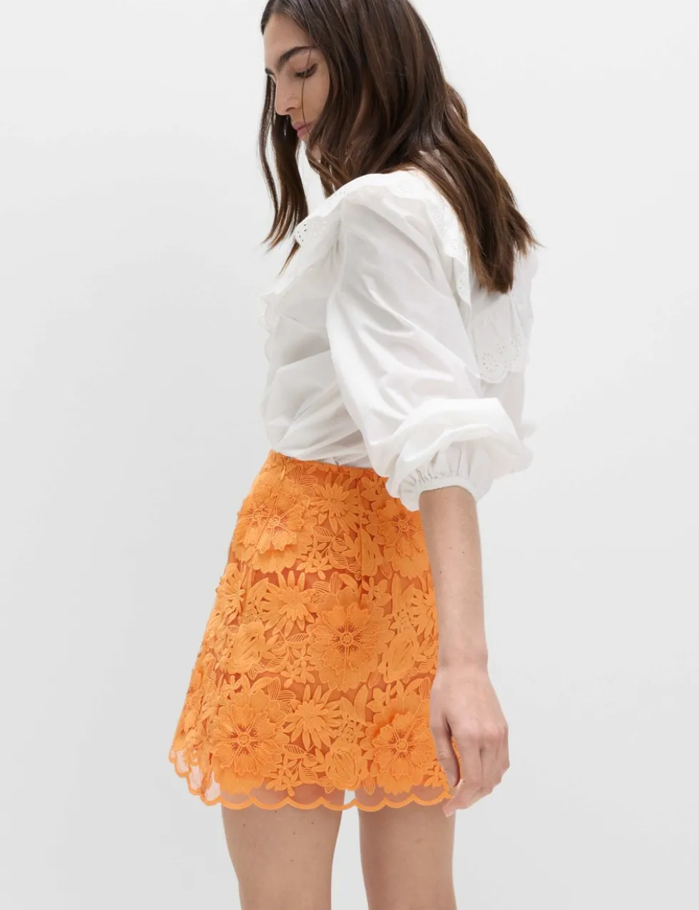 Floral Applique Mini Bodycon Skirt