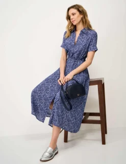 Floral Belted Midi Shirt Dress