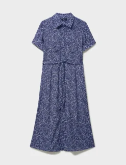 Floral Belted Midi Shirt Dress