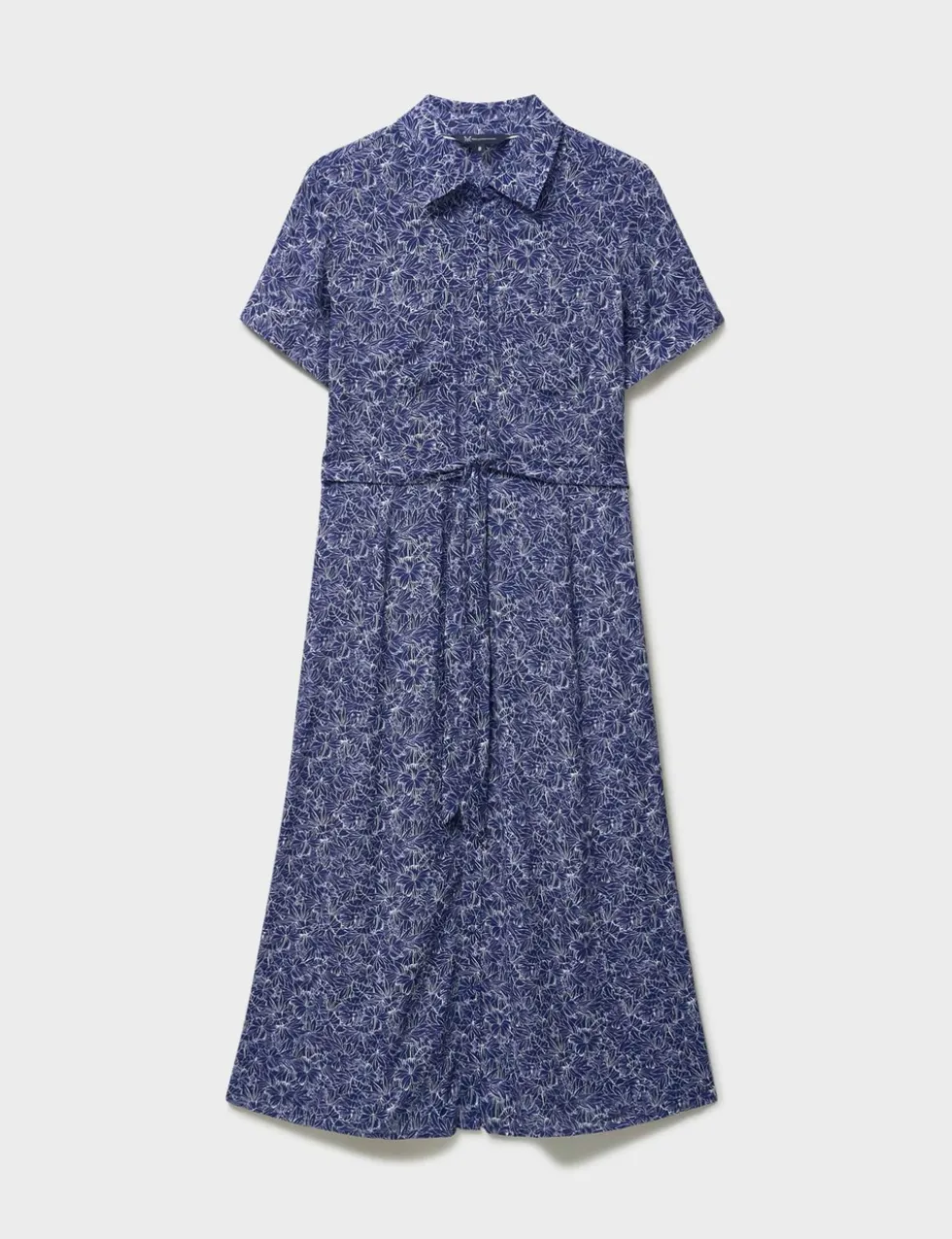 Floral Belted Midi Shirt Dress