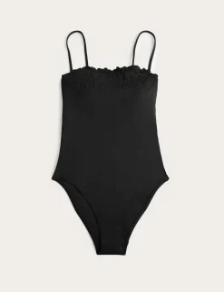 Floral Broderie Bandeau Swimsuit