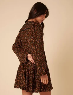 Floral Broderie V-Neck Mini Tiered Dress