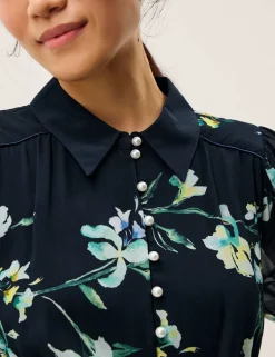 Floral Button Front Midi Tea Dress
