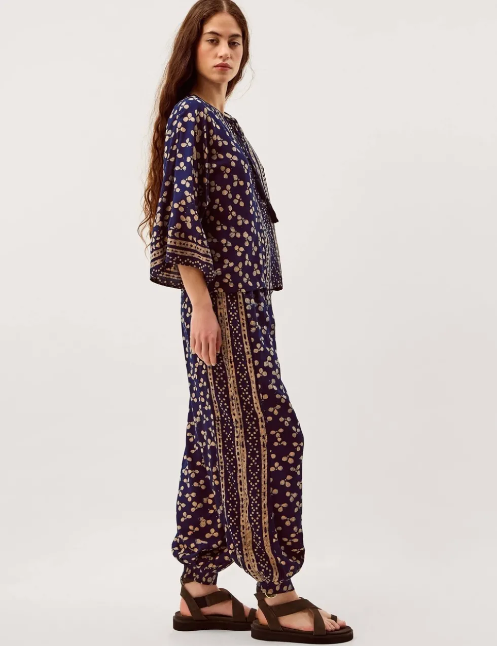 Floral Cuffed Wide Leg Trousers
