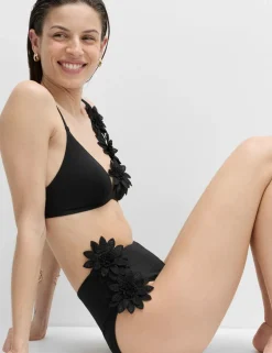 Floral Detail High Waisted Bikini Bottoms