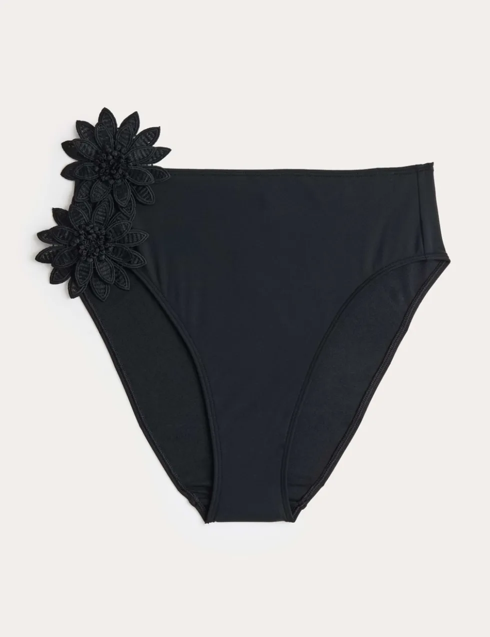 Floral Detail High Waisted Bikini Bottoms