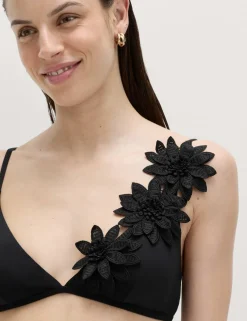 Floral Detail Plunge Bikini Top