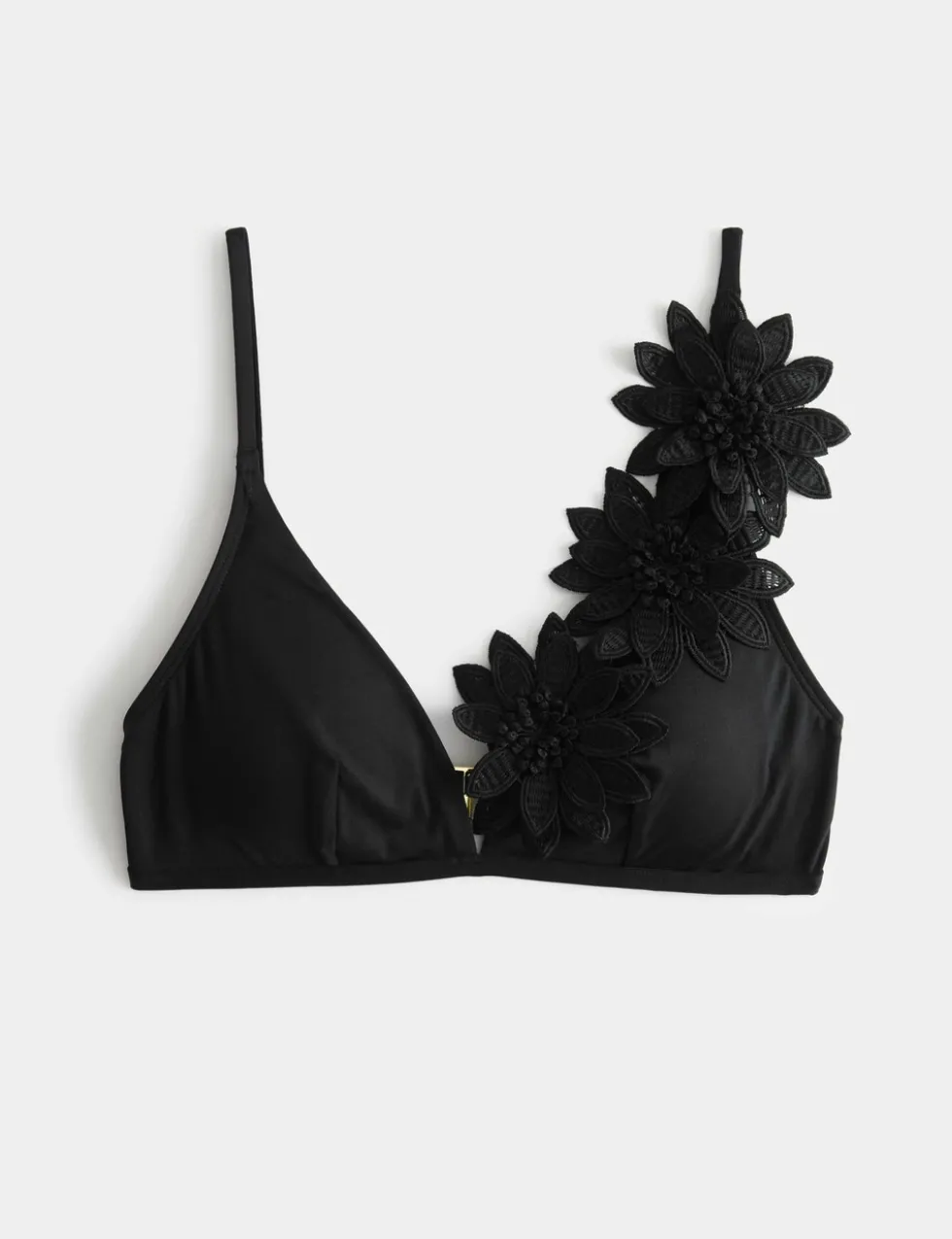Floral Detail Plunge Bikini Top
