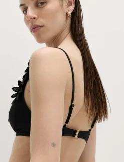 Floral Detail Plunge Bikini Top