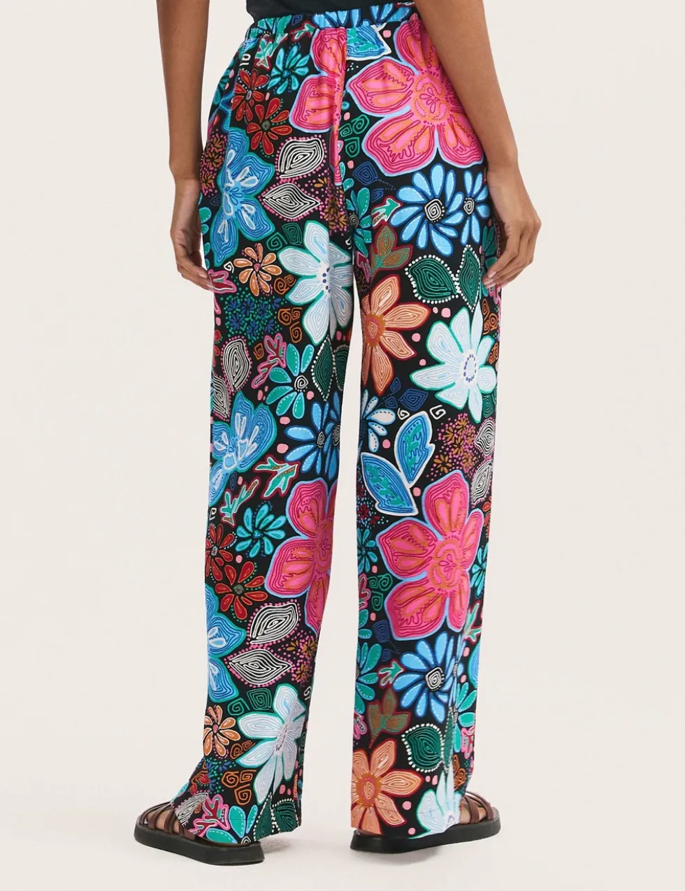 Floral Drawstring Wide Leg Trousers