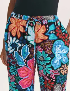 Floral Drawstring Wide Leg Trousers