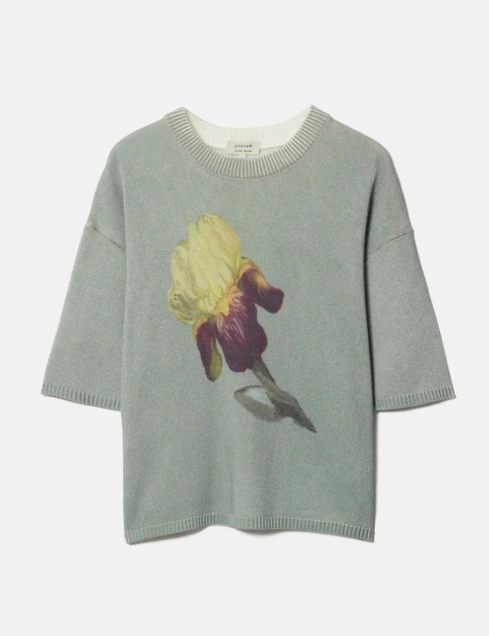 Floral Drop Shoulder Jumper with Linen