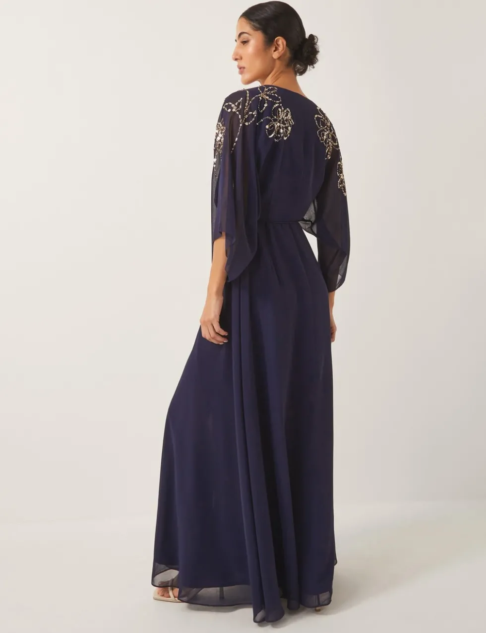 Floral Embellished Maxi Wrap Dress