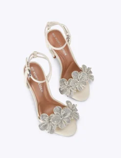 Floral Embellished Stiletto Heel Sandals