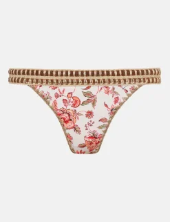 Floral Embroidered High Leg Bikini Bottoms