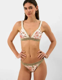 Floral Embroidered High Leg Bikini Bottoms