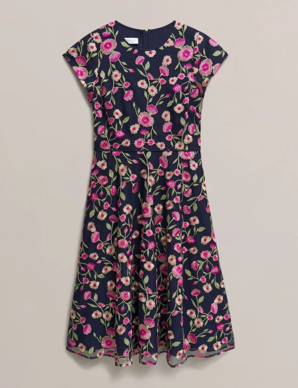 Floral Embroidered Knee Length Skater Dress