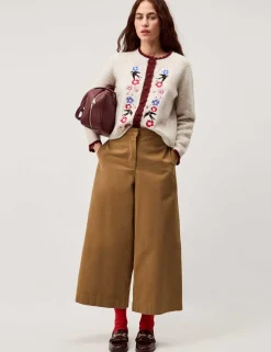 Floral Embroidered Scallop Edge Cardigan