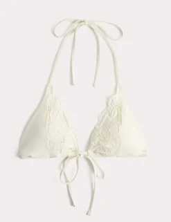 Floral Embroidered Triangle Bikini Top