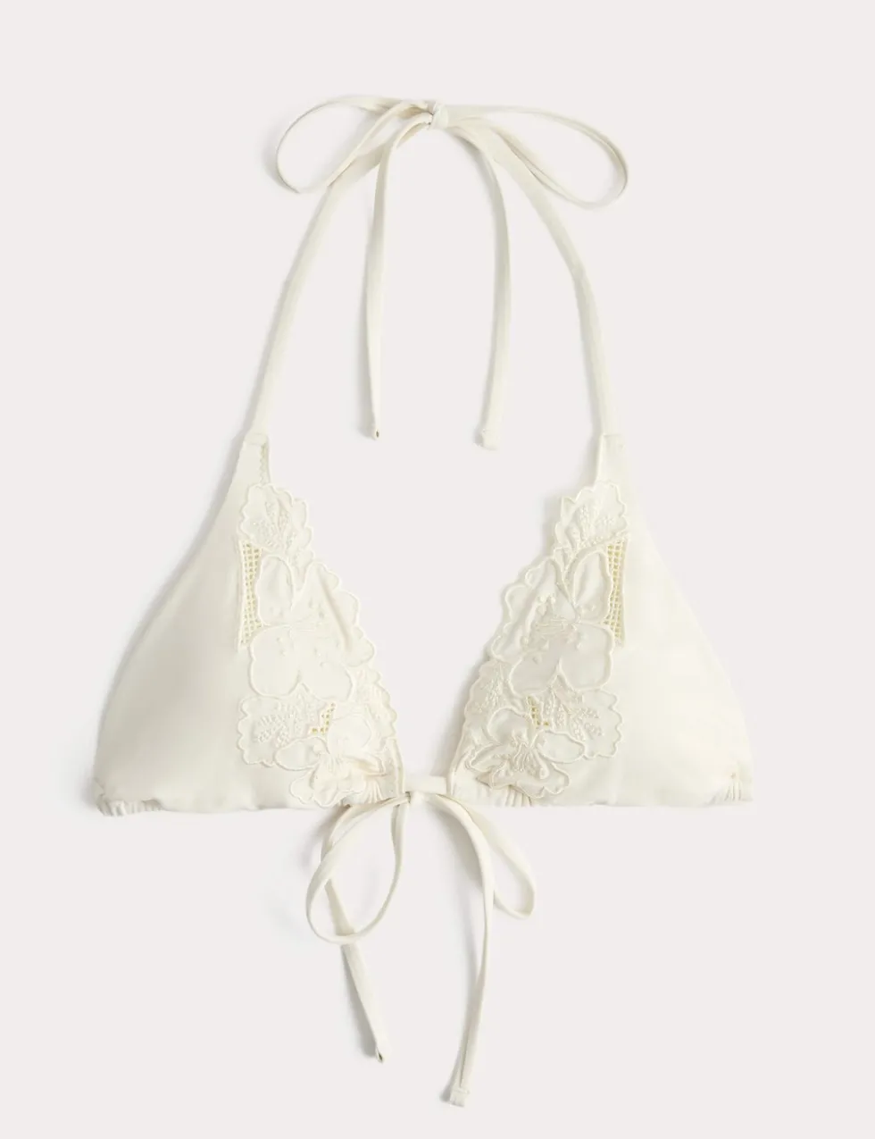 Floral Embroidered Triangle Bikini Top