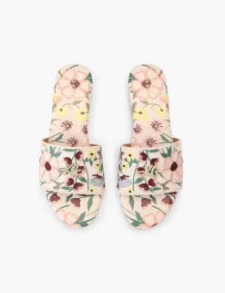 Floral Embroidery Flat Sandals
