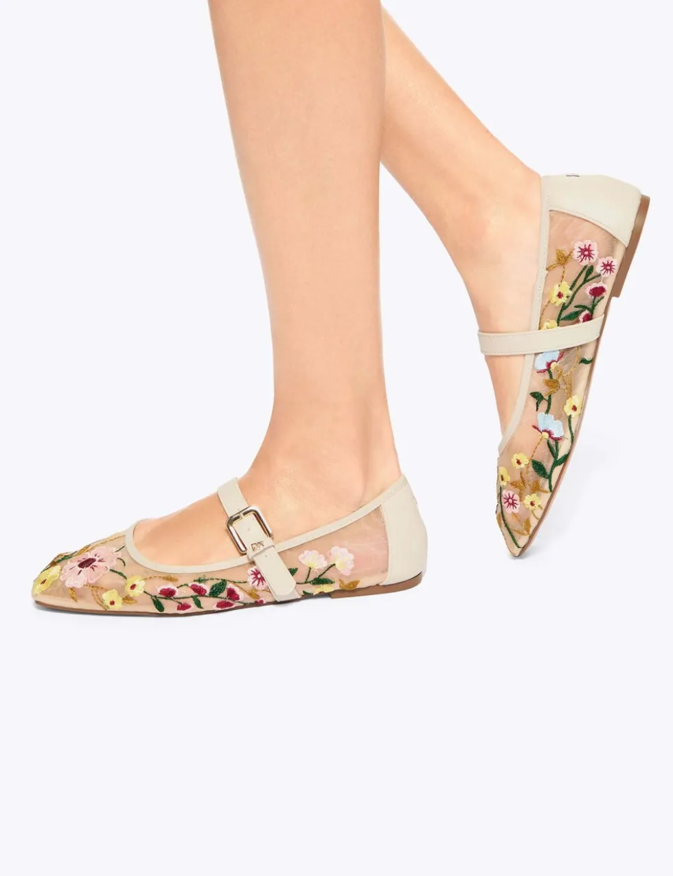 Floral Flat Mesh Ballet Flats