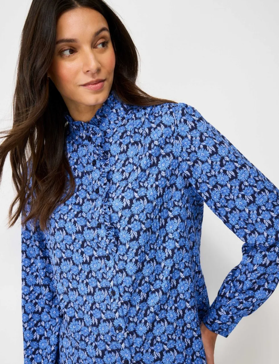 Floral Frill Detail Blouse with Cotton