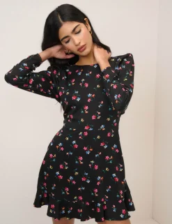 Floral Frill Detail Mini Tea Dress